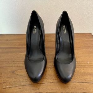 Black Leather Michael Kors Heels with Gold Detail - Excellent Condition!